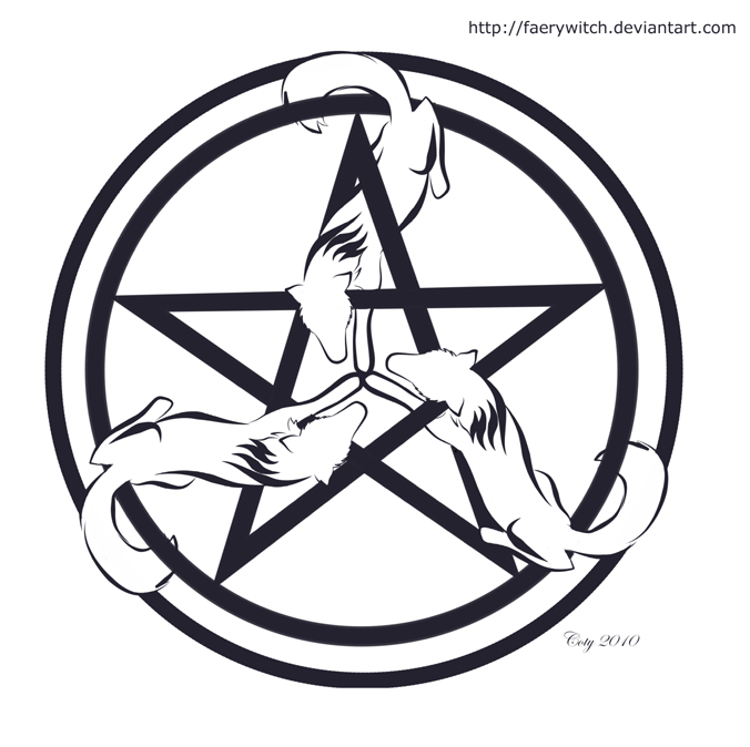 Wolf Triskele Pentagram. Constanza Ehrenhaus (c) 2010.